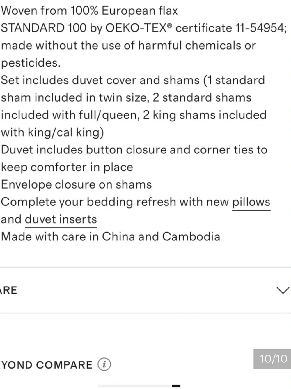 New! QUINCE European Linen Duvet Chambray Natural Sand King / Cal King 9816